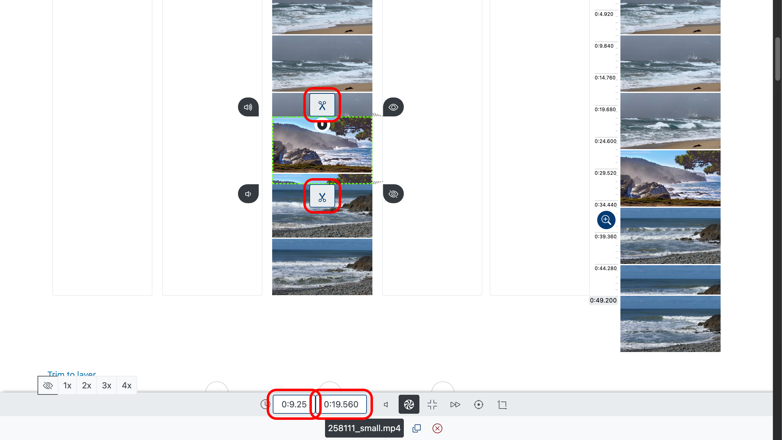 Spojení videí bez přechodů — oříznutí videa